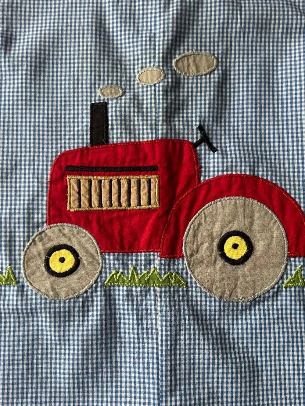 Royal Kidz Gingham Tractor Applique Short Romper - Picture 2 of 3
